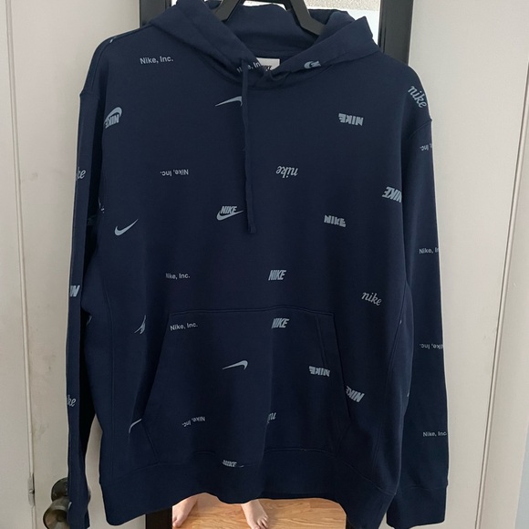 Nike Men's Dark Blue Logo Hoodie - Picture 1 of 4